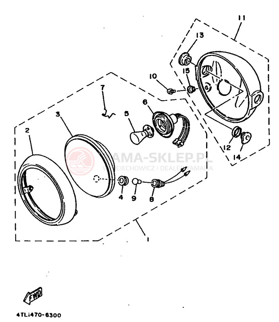Schemat "Lampa przód" do Yamaha RX100