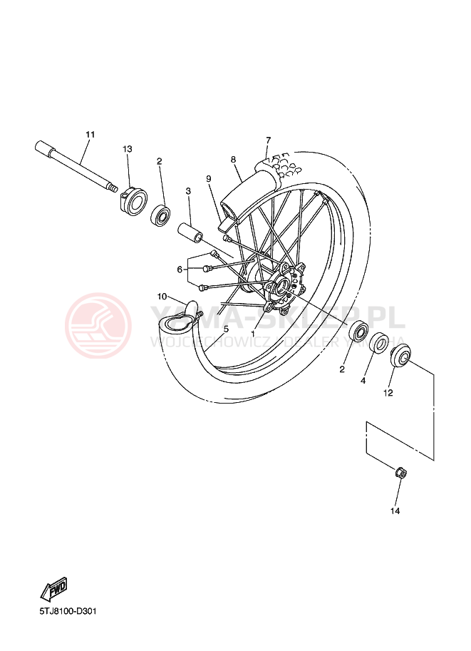 Schemat "Koło przód" do Yamaha WR250F