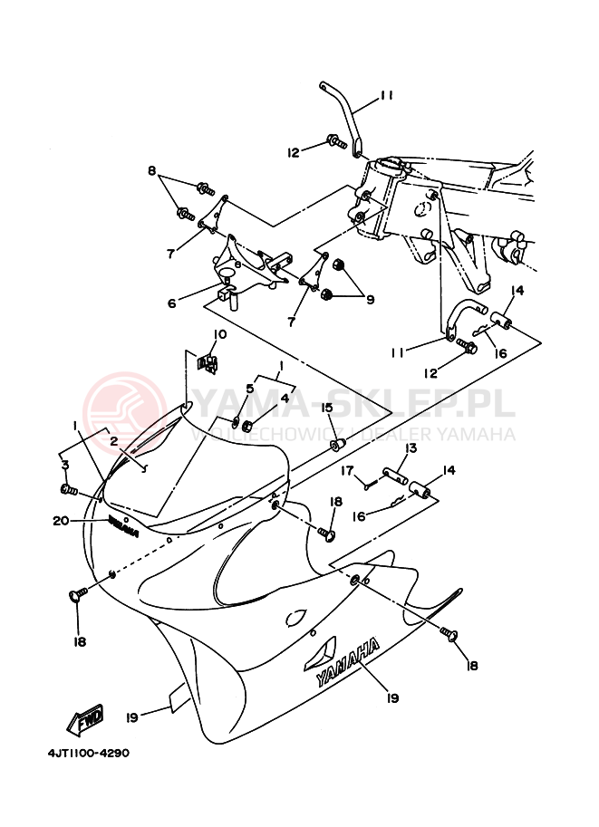 Schemat "elementy nadwozia" do Yamaha TZ125