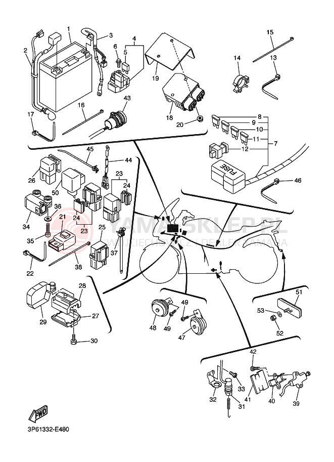 Schemat "układ elektryczny" do Yamaha FJR1300A