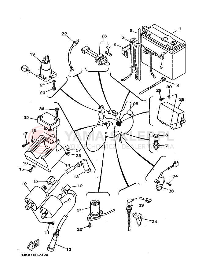 Schemat "układ elektryczny" do Yamaha XV1100 VIRAGO