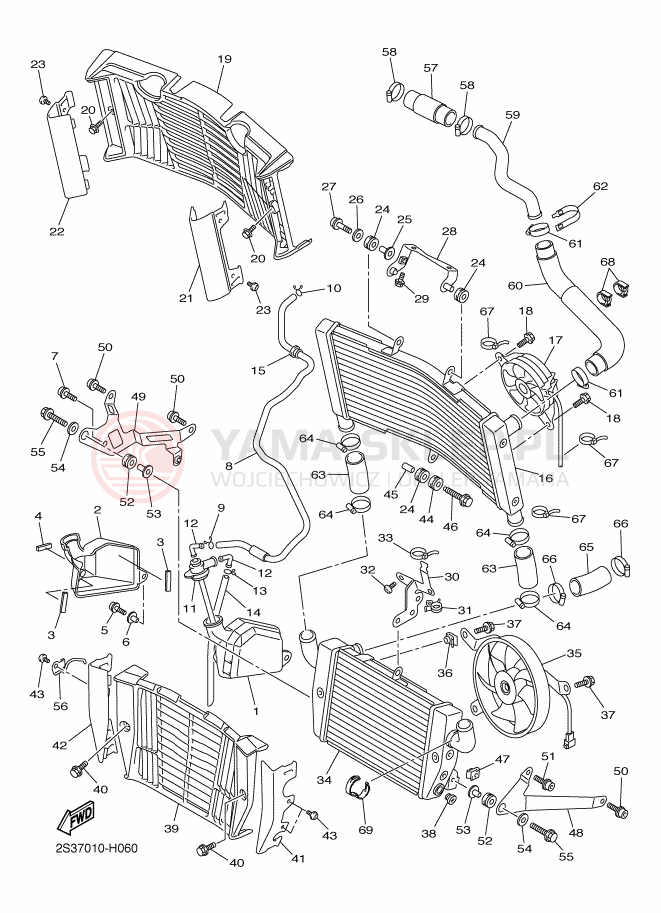 Schemat "Węże chłodnicy" do Yamaha VMAX17