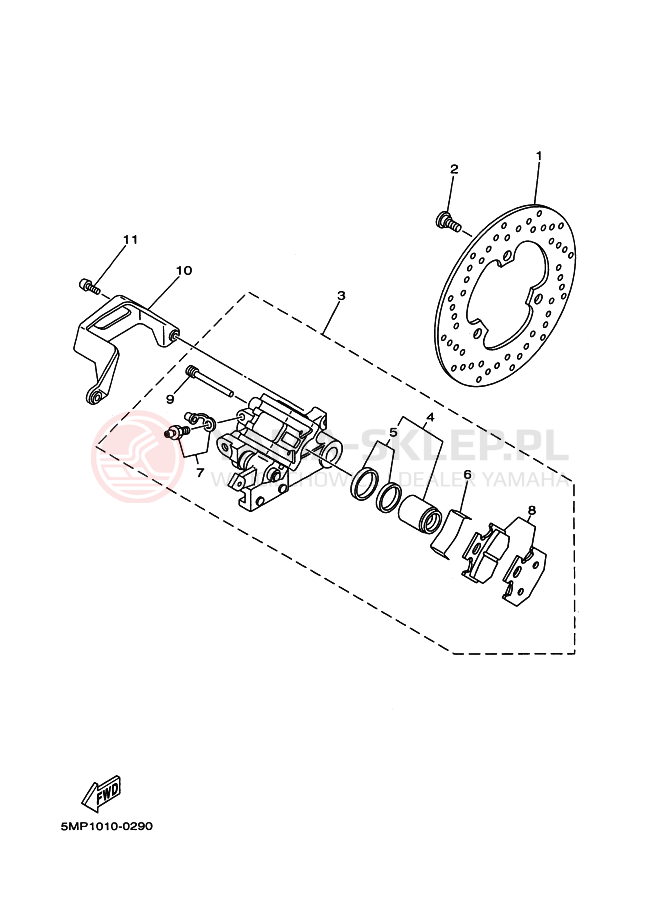 Schemat "Zacisk hamulcowy tylny" do Yamaha XT225WE SEROW