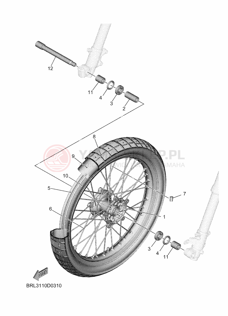 Schemat "Koło przód" do Yamaha TENERE 700