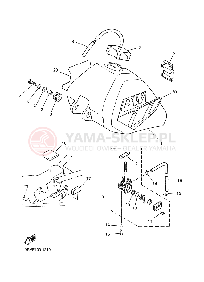 Schemat "zbiornik paliwa" do Yamaha PW80