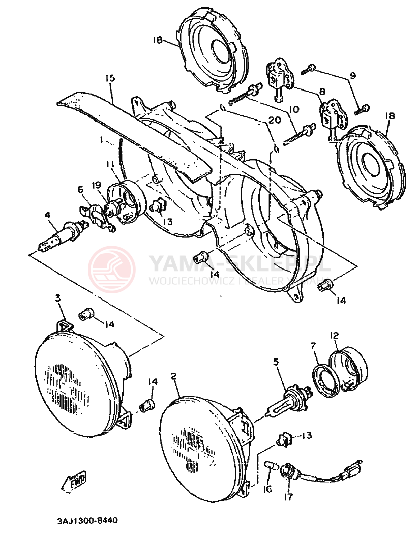 Schemat "Lampa przód" do Yamaha XT600Z TENERE