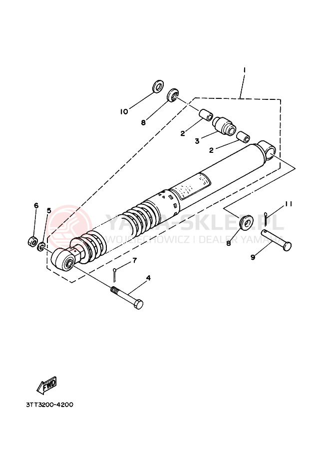 Schemat "zawieszenie tył" do Yamaha DT125