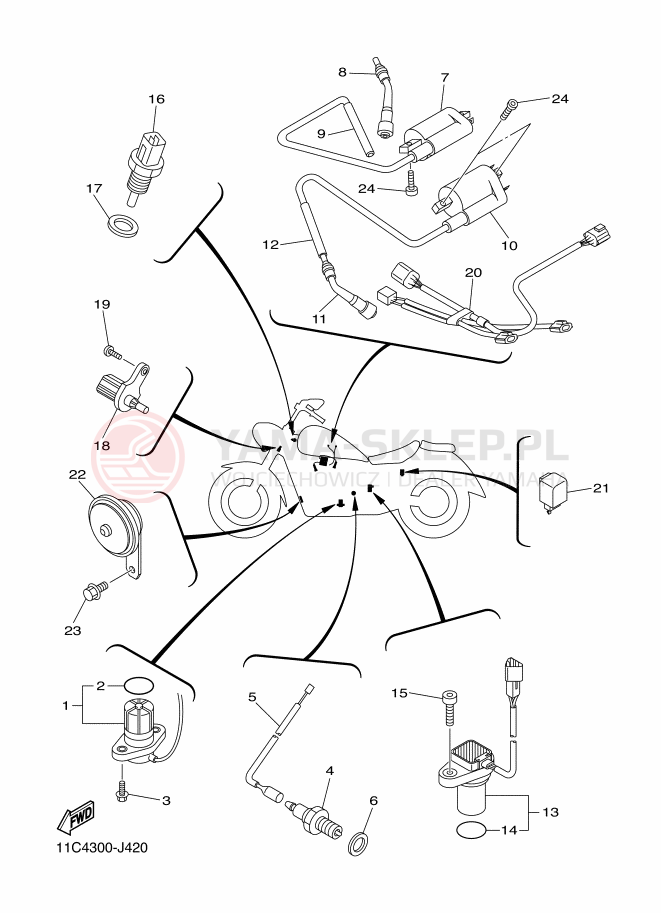 Schemat "układ elektryczny" do Yamaha XVS1300A