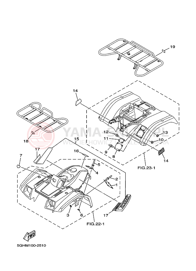 Schemat "naklejki" do Yamaha YFM400FWA