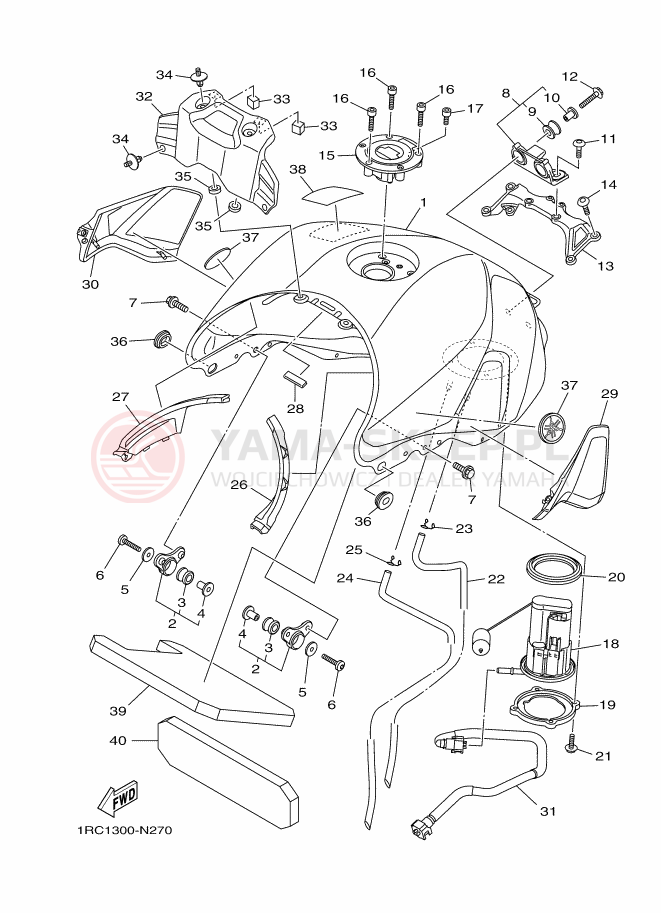 Schemat "zbiornik paliwa" do Yamaha MT09