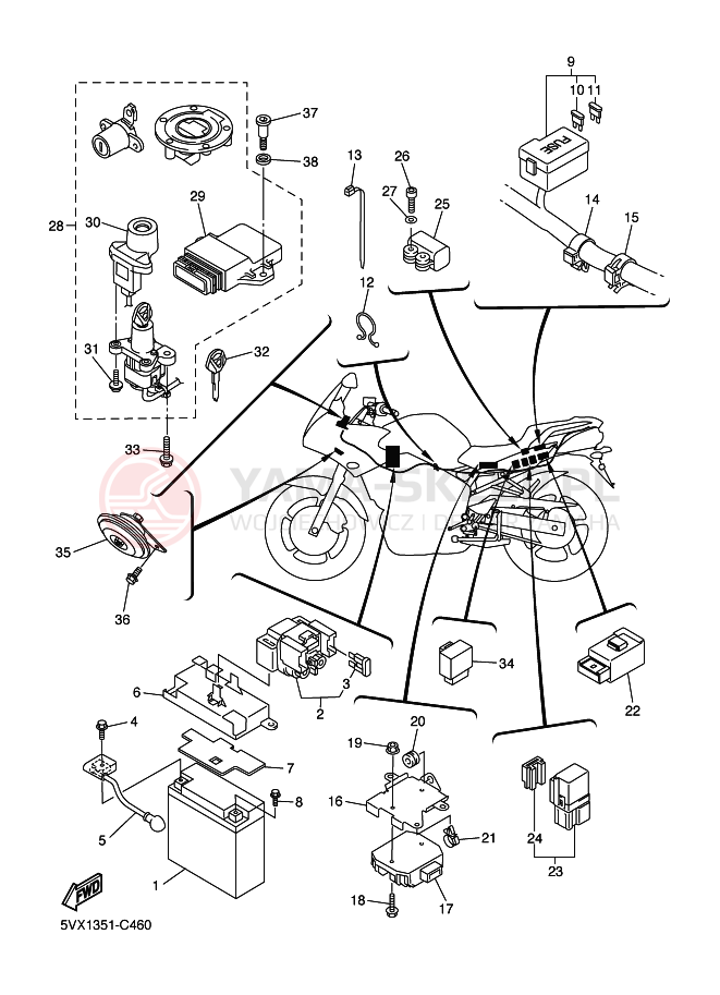Schemat "układ elektryczny" do Yamaha FZ6-S