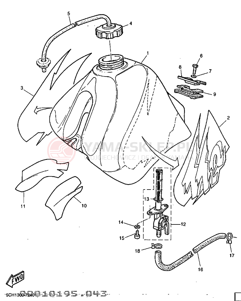 Schemat "zbiornik paliwa" do Yamaha TT600R