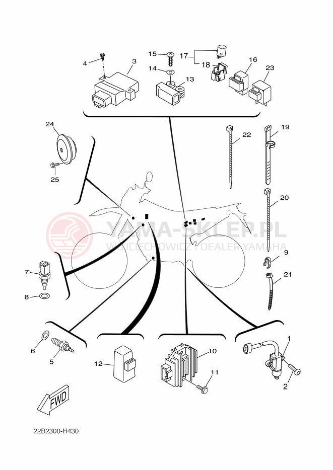 Schemat "układ elektryczny" do Yamaha WR125X