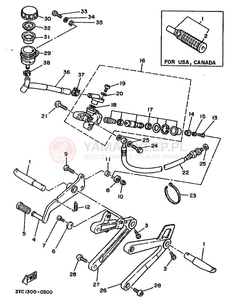 Schemat "Stopka postojowa i podnóżki" do Yamaha TZ250A