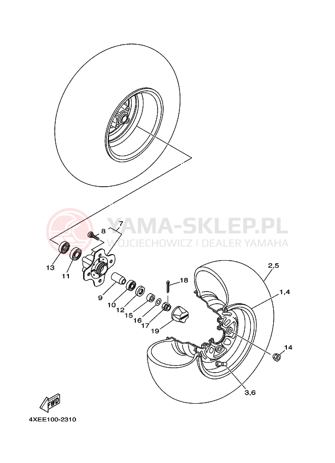 Schemat "Koło przód" do Yamaha BIG BEAR 250