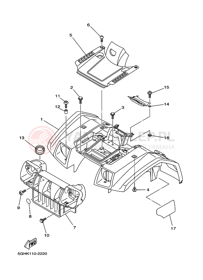 Schemat "PRZEDNI BŁOTNIK" do Yamaha YFM400FWA