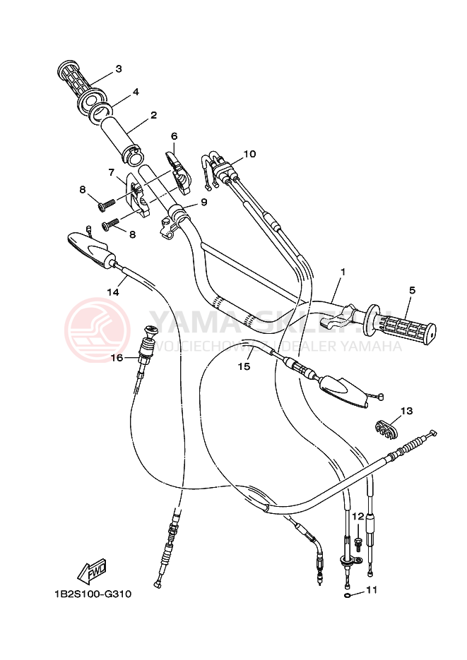 Schemat "Kierownica i osprzęt" do Yamaha TT-R125LWE