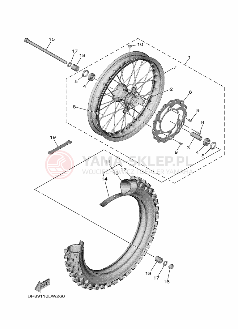 Schemat "Koło przód" do Yamaha YZ65