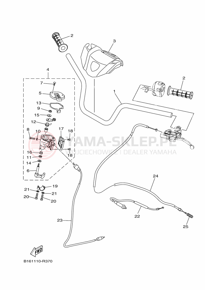 Schemat "Kierownica i osprzęt" do Yamaha KODIAK 700