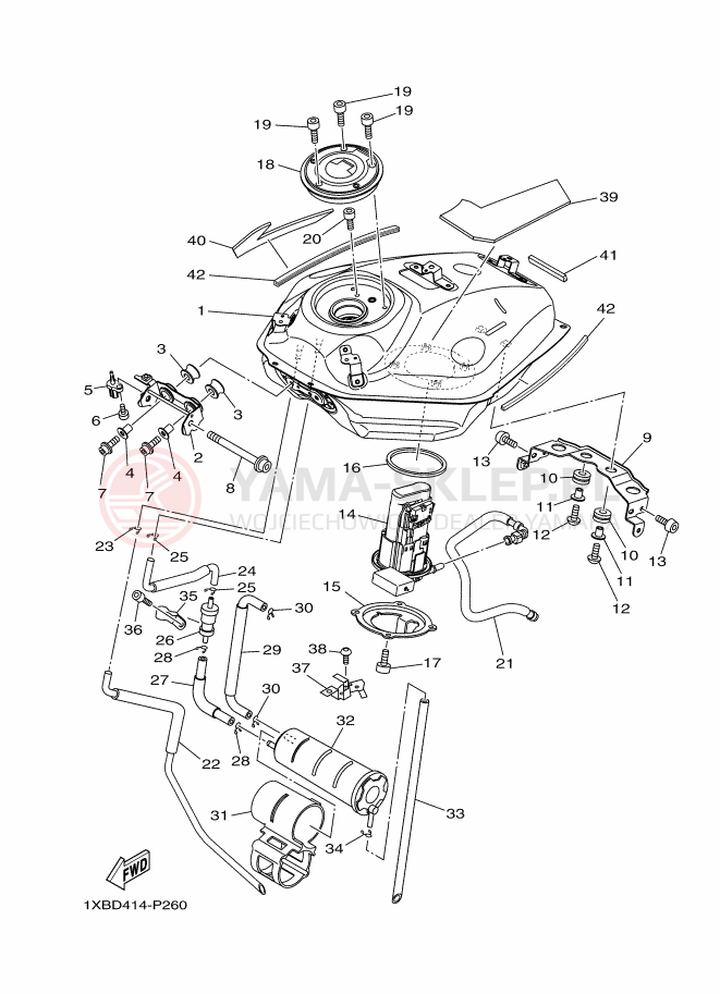 Schemat "zbiornik paliwa" do Yamaha MT-07 ABS