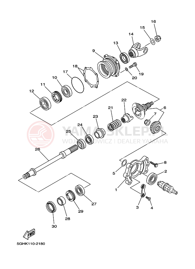 Schemat "Przeniesienie napędu" do Yamaha YFM400FWA