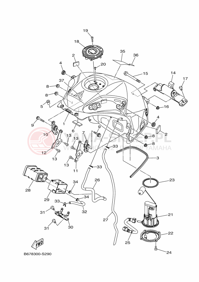 Schemat "zbiornik paliwa" do Yamaha MT-10
