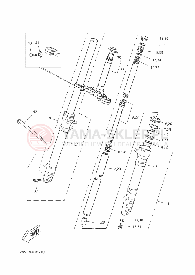 Schemat "Amortyzatory przód" do Yamaha TZR50