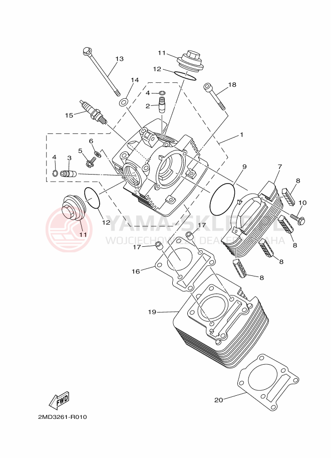 Schemat "cylinder" do Yamaha XTZ125E