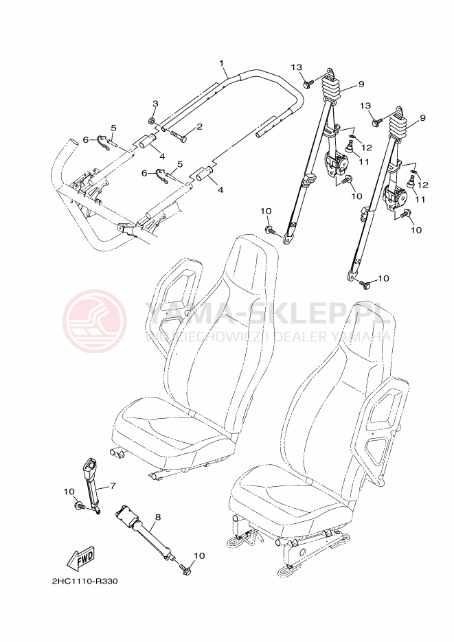 Schemat "siedzenie" do Yamaha YXZ1000R SE