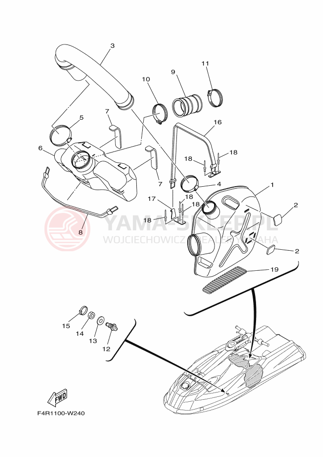 Schemat "wydech" do Yamaha SJ1050