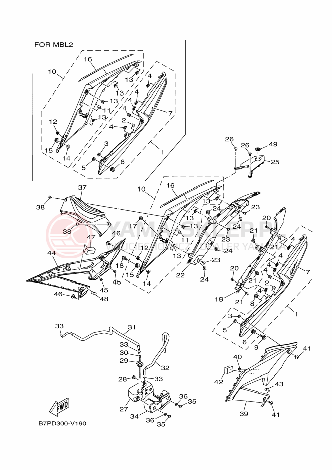 Schemat "Pokrywa boczna" do Yamaha YZF-R3