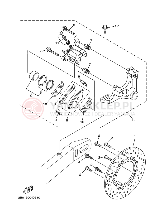 Schemat "Zacisk hamulcowy tylny" do Yamaha TDM900A