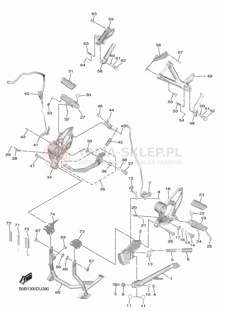 Schemat "Stopka postojowa i podnóżki" do Yamaha NIKEN GT