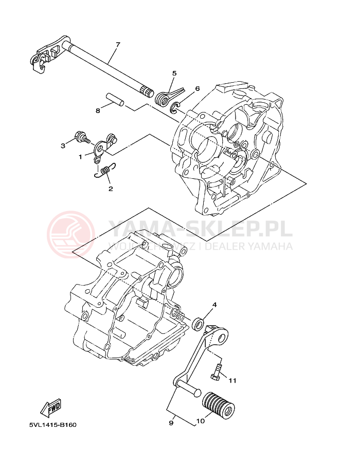 Schemat "Dźwignia zmiany biegów, wałek" do Yamaha YBR125