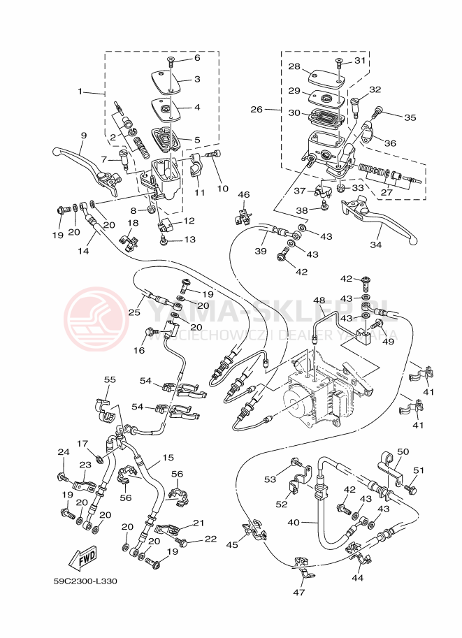 Schemat "Pompa hamulcowa przednia" do Yamaha XP500A