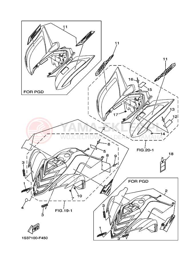 Schemat "naklejki" do Yamaha YFM700R