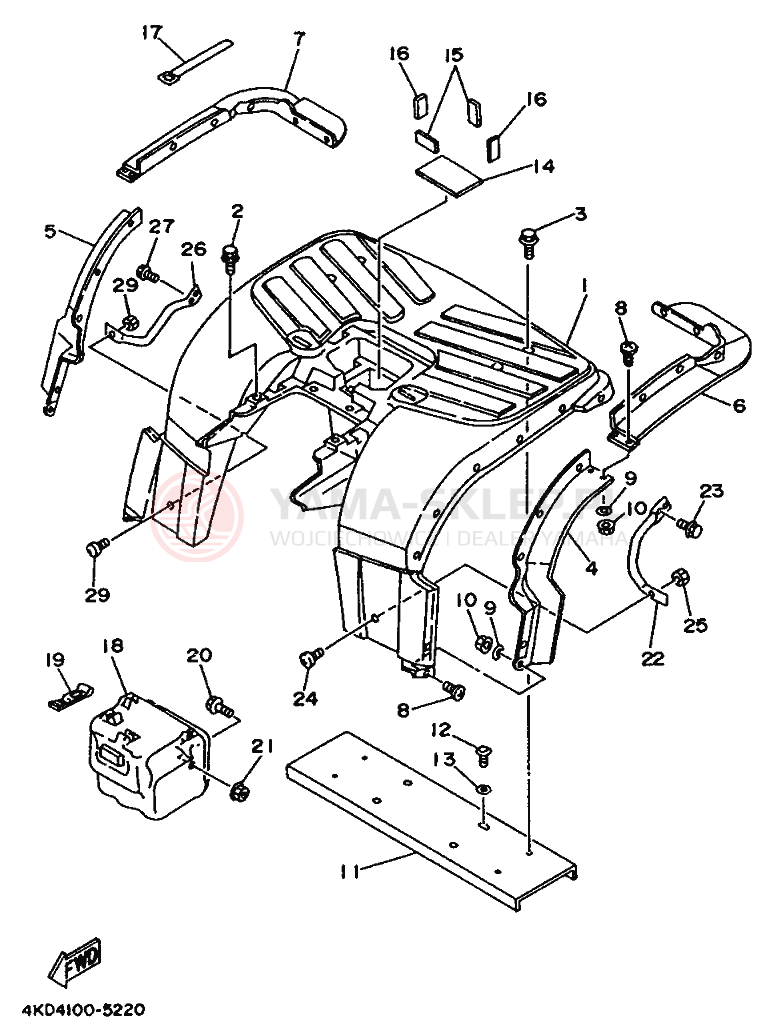 Schemat "Koło tył" do Yamaha YFB250FW