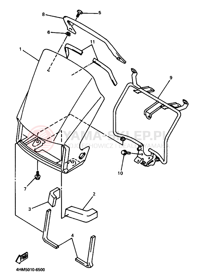 Schemat "elementy nadwozia" do Yamaha XJR400
