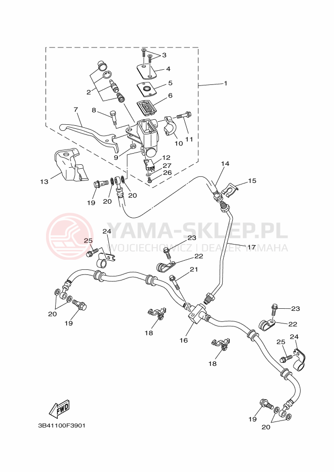 Schemat "Pompa hamulcowa przednia" do Yamaha GRIZZLY 700 EPS