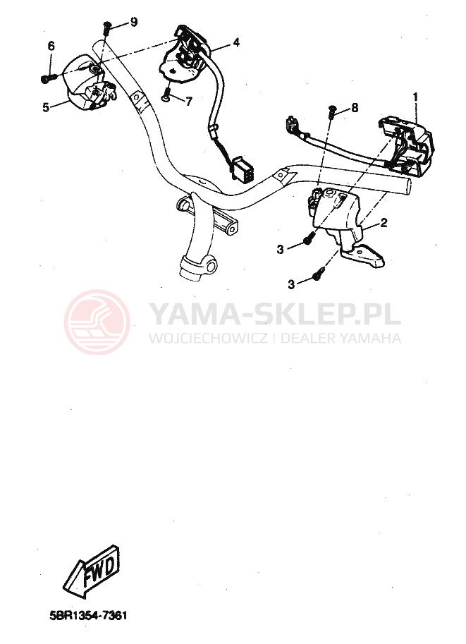 Schemat "Kierownica i osprzęt" do Yamaha YQ50L