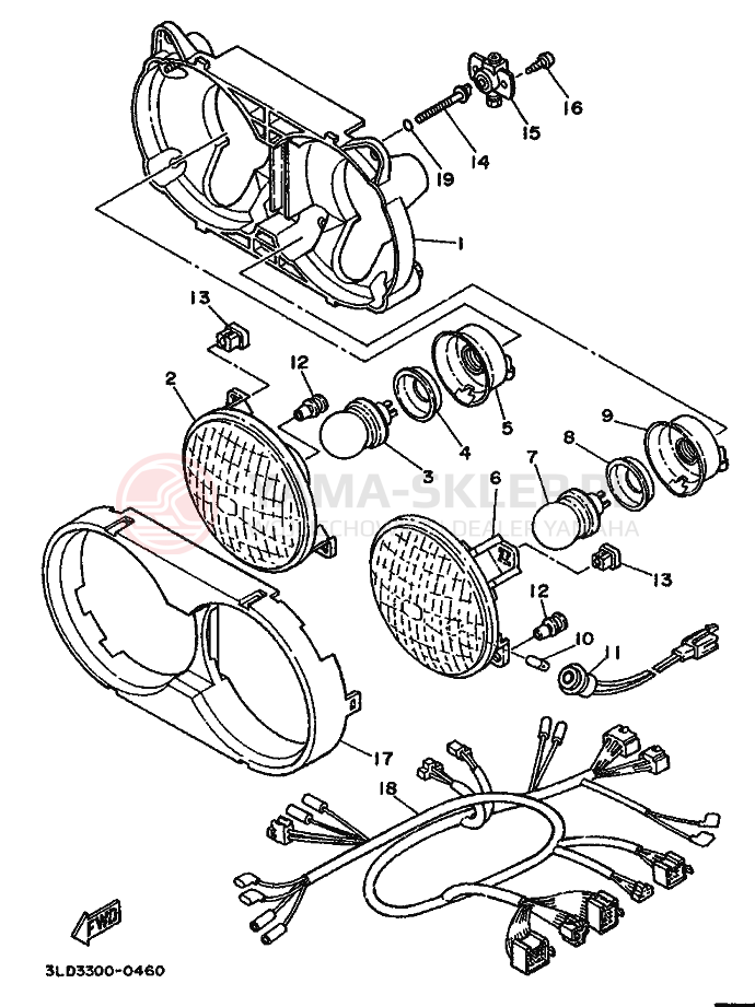 Schemat "Lampa przód" do Yamaha XTZ750 SUPERTENERE