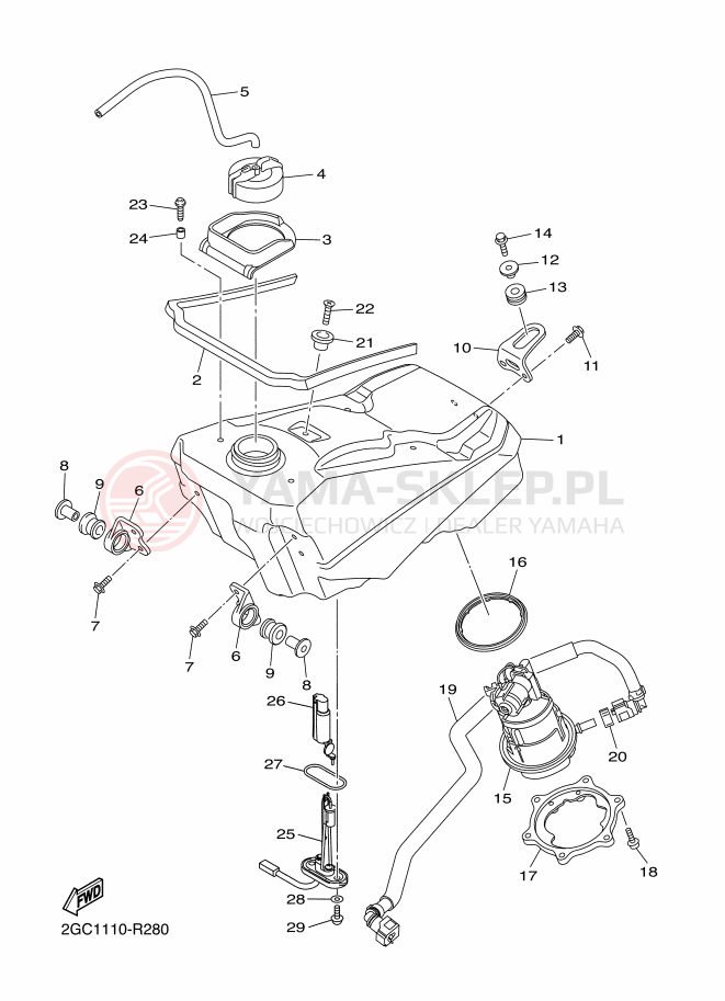 Schemat "zbiornik paliwa" do Yamaha WR450F