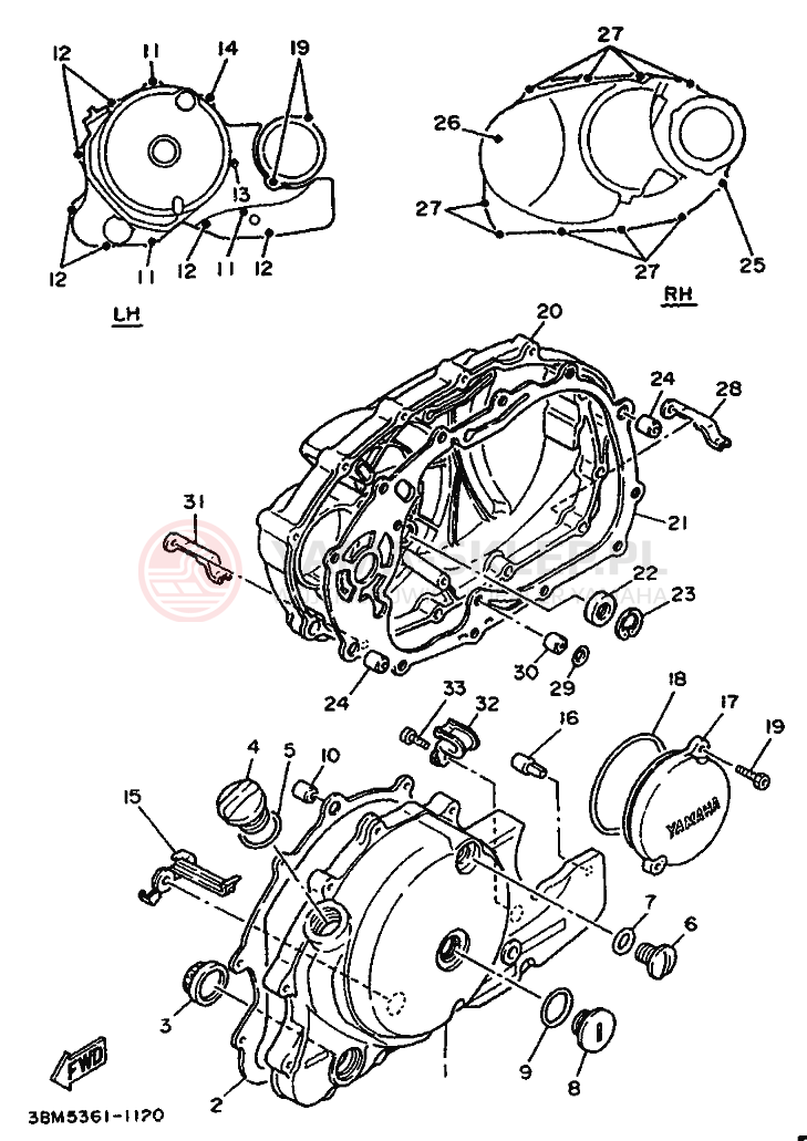 Schemat "Pokrywa silnika" do Yamaha XV500 VIRAGO