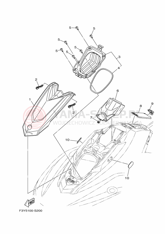 Schemat "ENGINE HATCH" do Yamaha EX