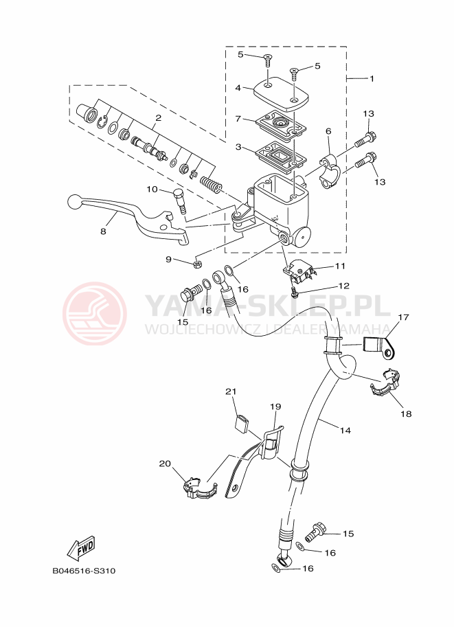 Schemat "Pompa hamulcowa przednia" do Yamaha MT-250