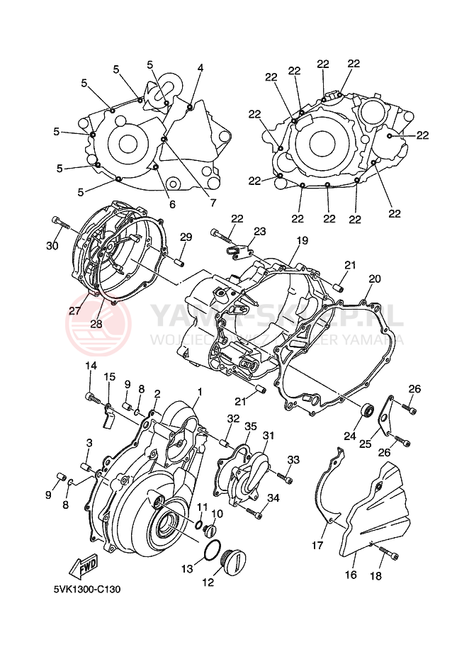 Schemat "Pokrywa silnika" do Yamaha XT660X