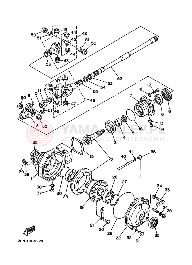 Schemat "Wał napędowy przód" do Yamaha YFM350FW