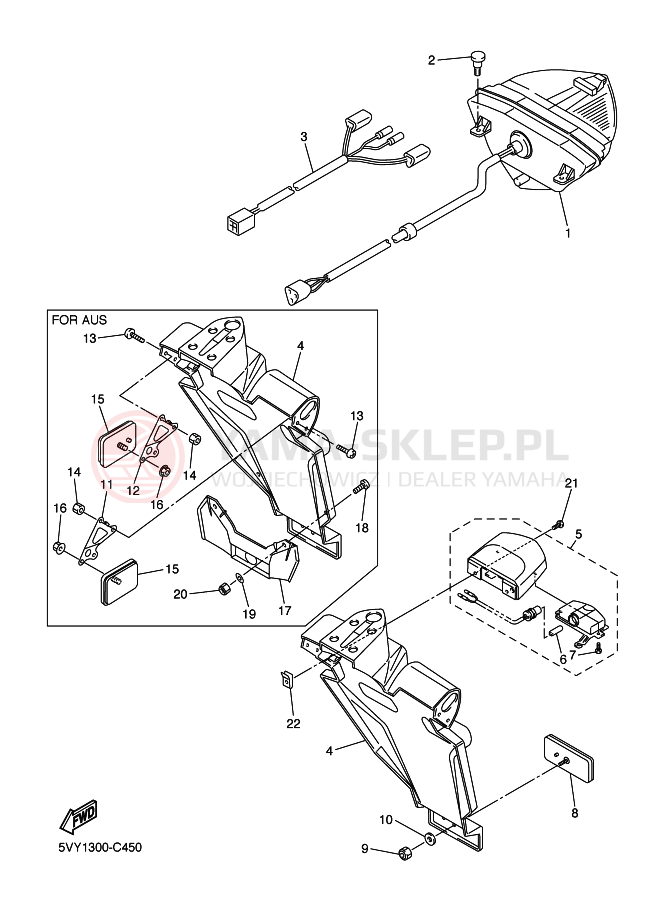 Schemat "lampa tył" do Yamaha YZF-R1S R1