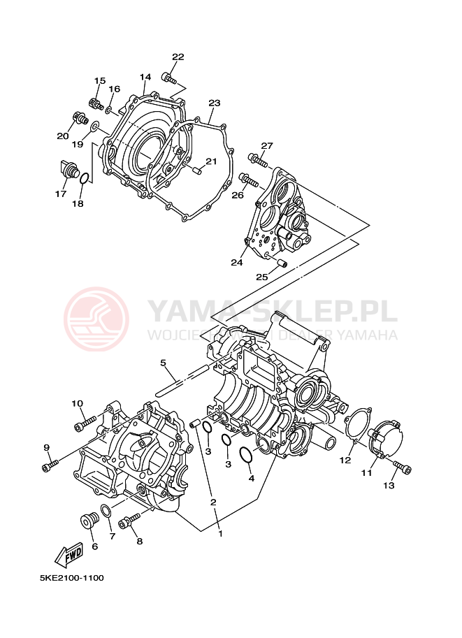 Schemat "Obudowa silnika" do Yamaha TZ250
