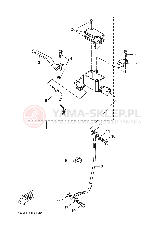 Schemat "Pompa hamulcowa przednia" do Yamaha BWS